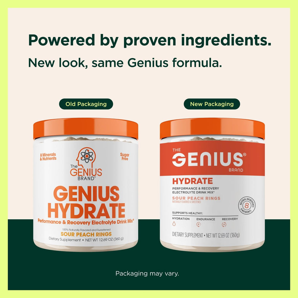 Genius Hydrate dissolving in water delivers electrolytes with zero sugar.