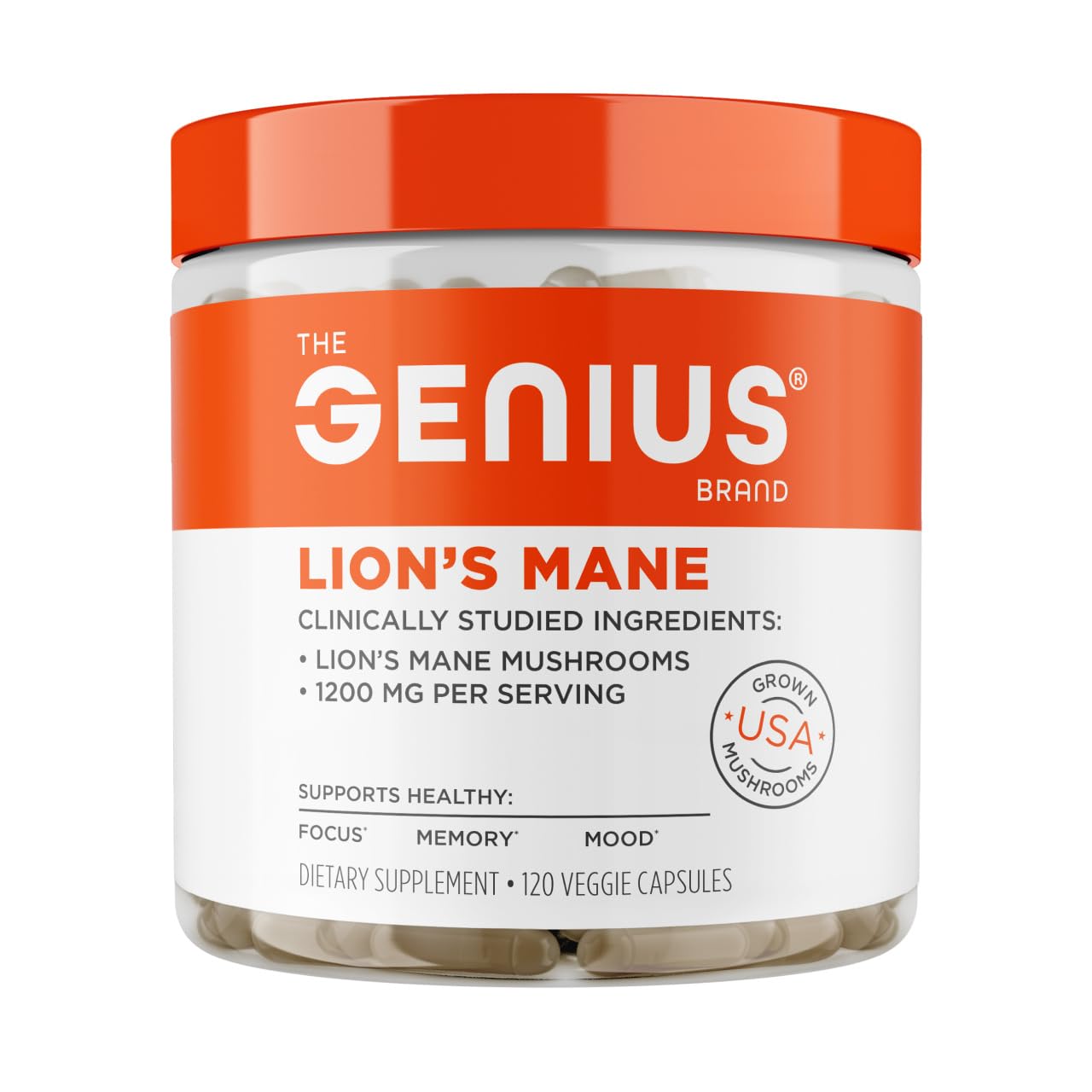 The Genius Brand Genius Lion's Mane bottle front for daily focus