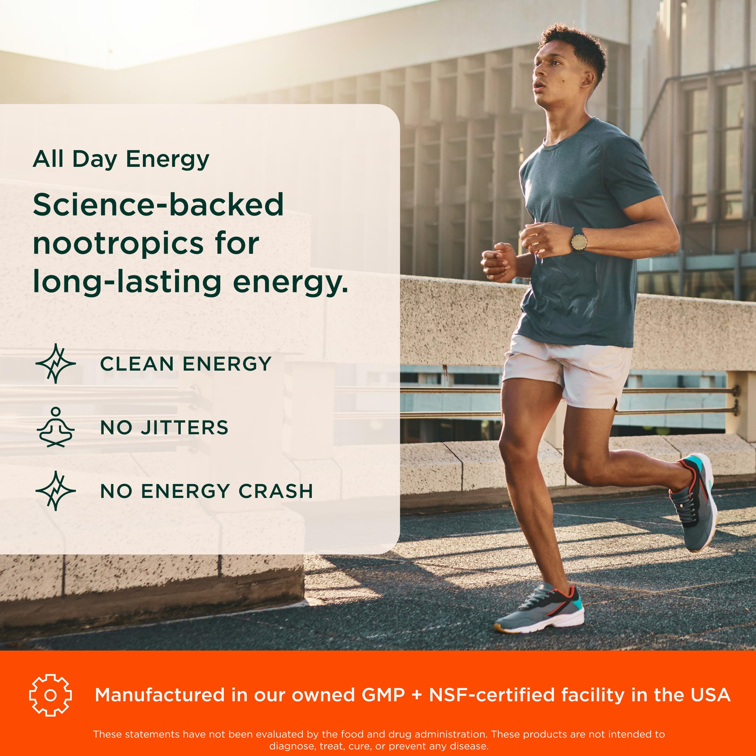 Packaging beside gym gear promotes workout-focused energy.