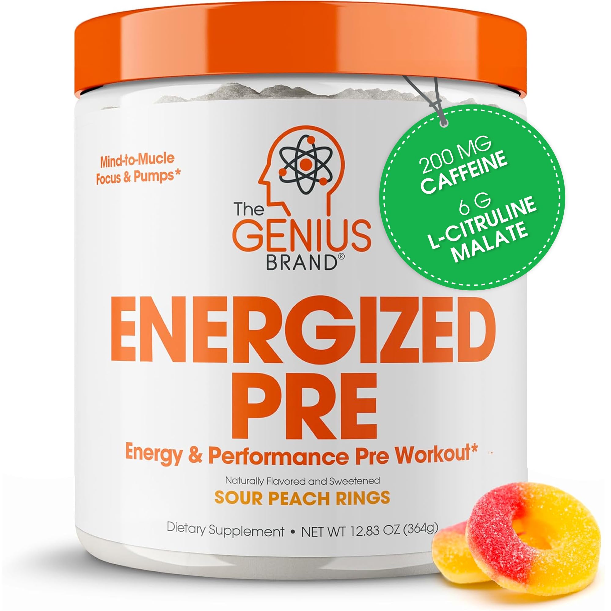 Genius Energized pre-workout bottle front for enhanced workout energy