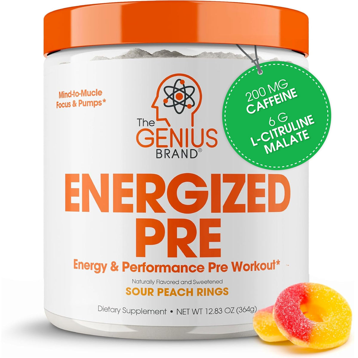 Genius Energized pre-workout bottle front for enhanced workout energy