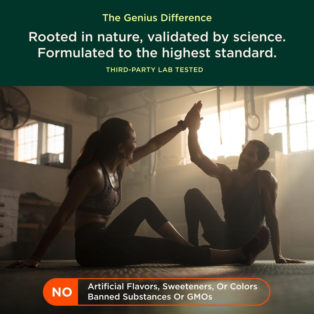 Genius Estrogen Balance capsules in hand suggesting simple daily use.
