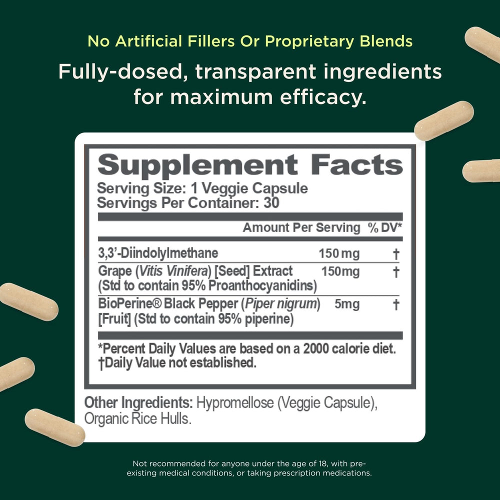 Grape seed extract close-up as part of Genius Estrogen Balance for circulatory support.