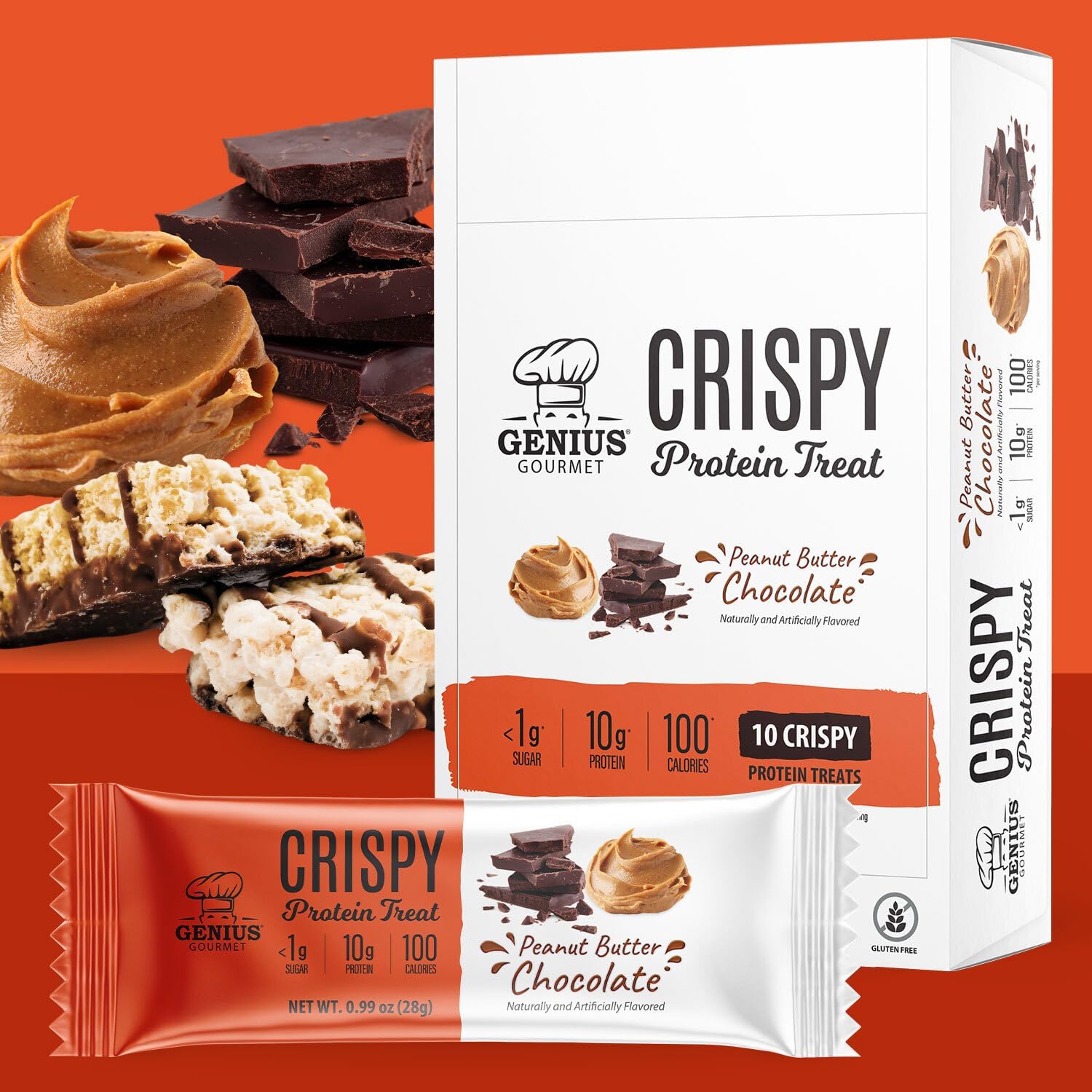 Close-up of the crispy texture and rich center of Genius Gourmet Crispy Protein Treat