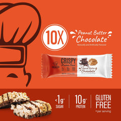 Healthy desk snack option with chocolate peanut butter bar at work
