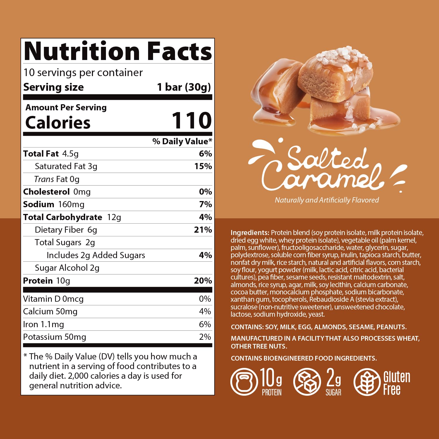 Genius Gourmet Crispy Protein Treat salted caramel bite inviting flavor suitable for mindful snacking