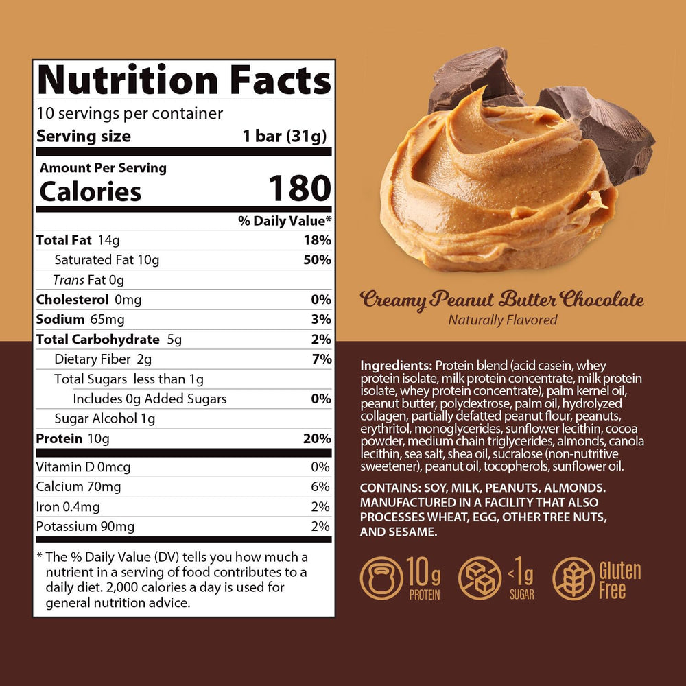 Genius Gourmet Protein Bar Chocolate Peanut Butter gluten-free treat.
