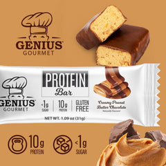 Genius Gourmet Protein Bar Chocolate Peanut Butter keto-friendly snack option.