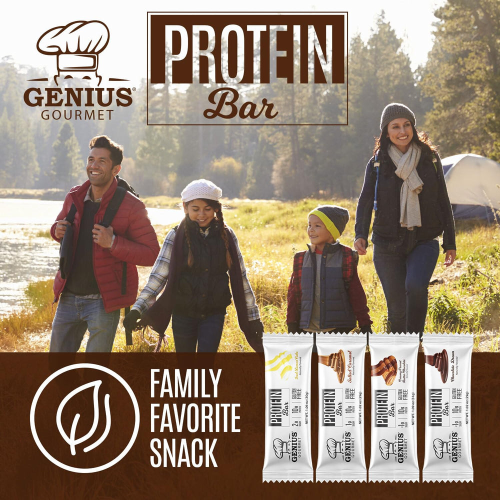 Genius Gourmet Protein Bar Chocolate Peanut Butter perfect morning breakfast option.