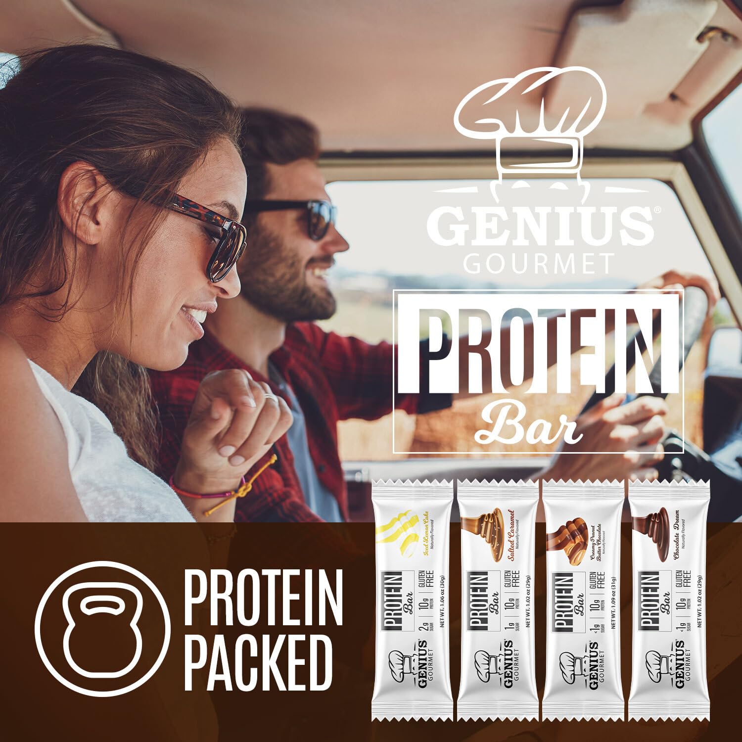 Genius Gourmet Protein Bar Chocolate Peanut Butter soft texture close-up.