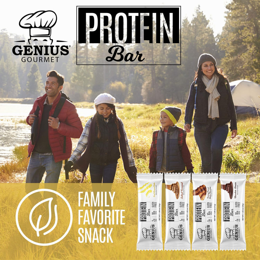 Genius Gourmet Protein Bar Iced Lemon Cake in desk bag, midday energy on the go.