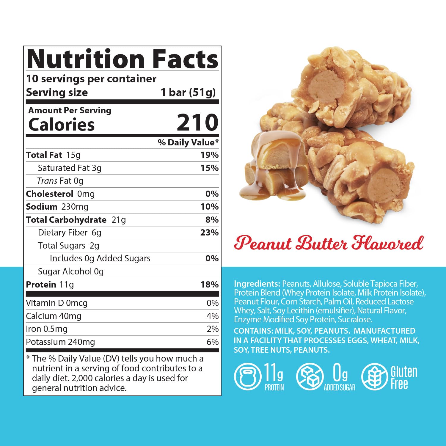 Genius Gourmet SKIPPY-inspired bar, close-up of crunchy peanuts and creamy center.
