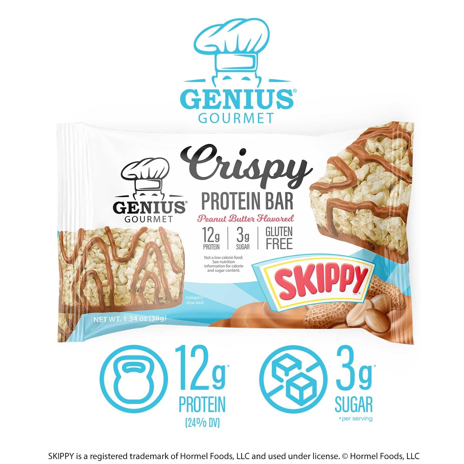 Genius Gourmet SKIPPY bar in lunchbox scene illustrating school-friendly snack
