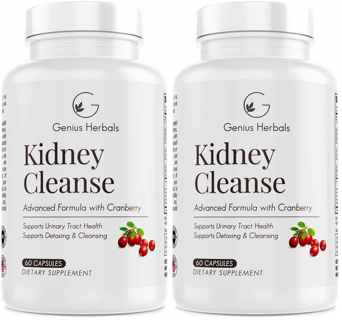 GENIUS HERBALS Kidney Cleanse bottle front view highlighting premium urinary health formula.