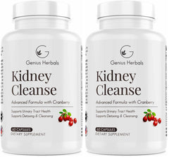 GENIUS HERBALS Kidney Cleanse bottle front view highlighting premium urinary health formula.