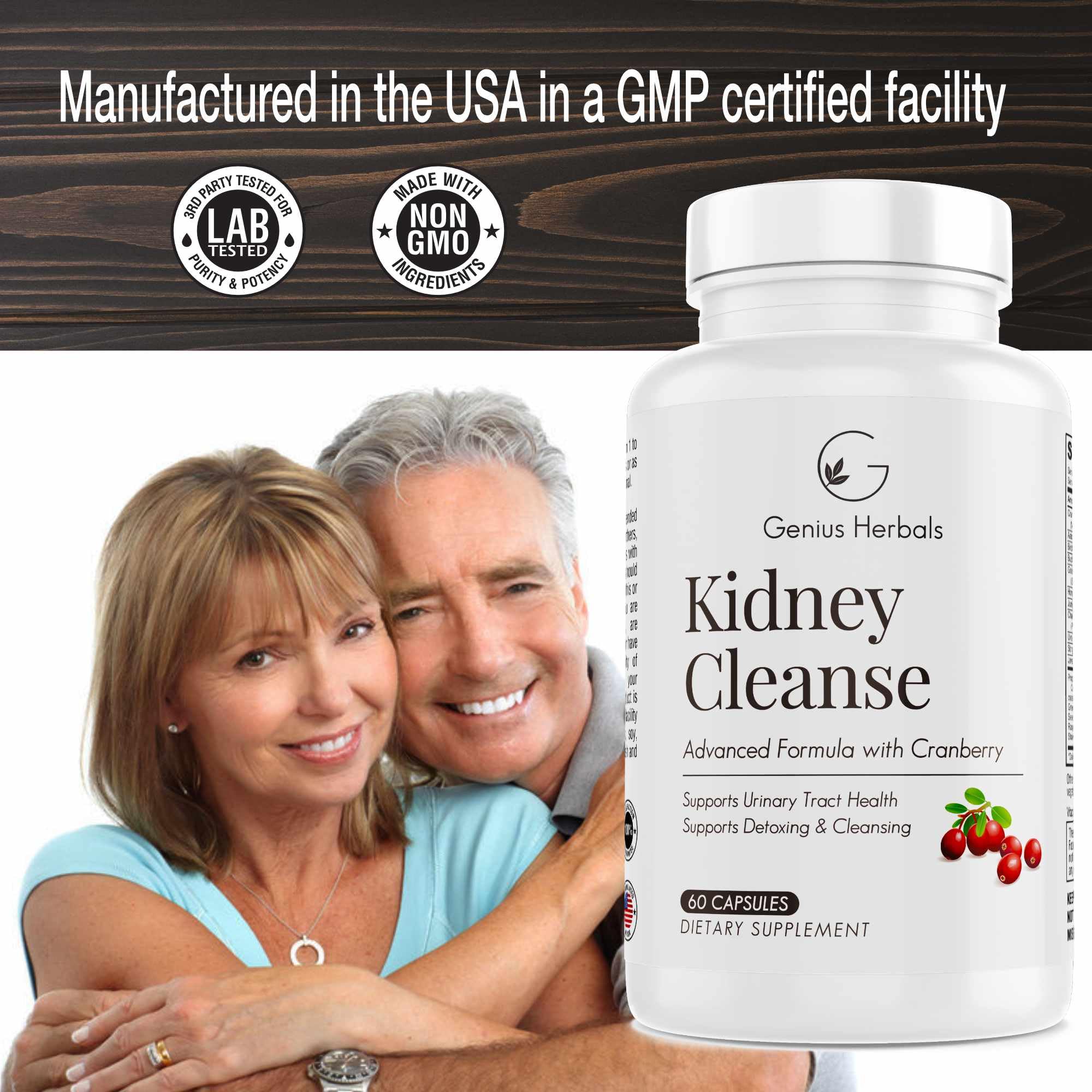 GENIUS HERBALS kidney detox scene suggests everyday wellness and bladder comfort.