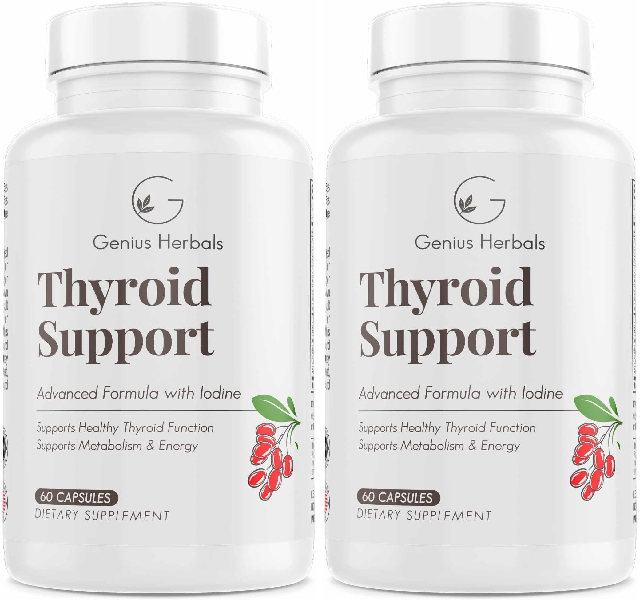 GENIUS HERBALS Thyroid Support bottle front view showing branding and label