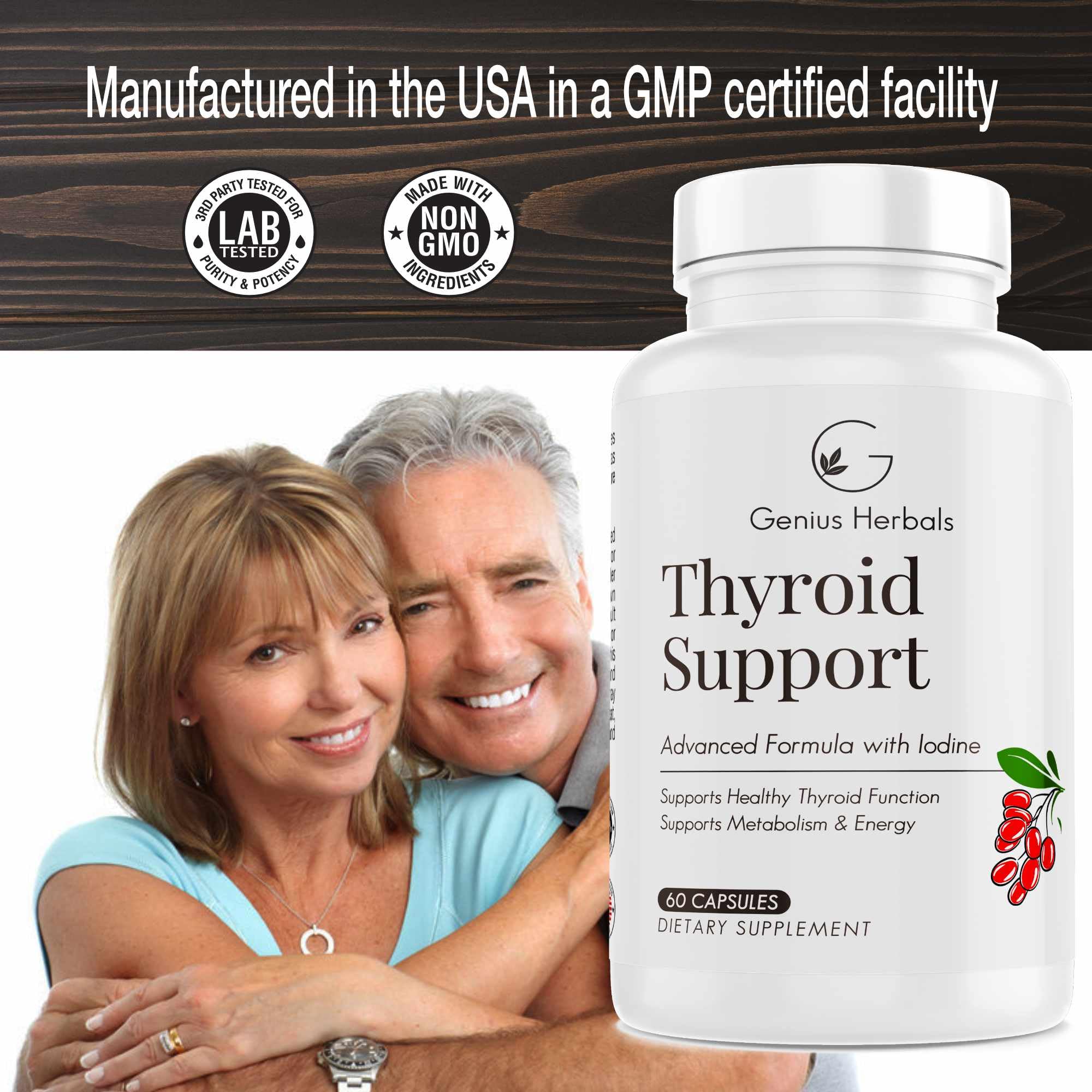 GENIUS HERBALS Thyroid Support use in morning routine for energized focus