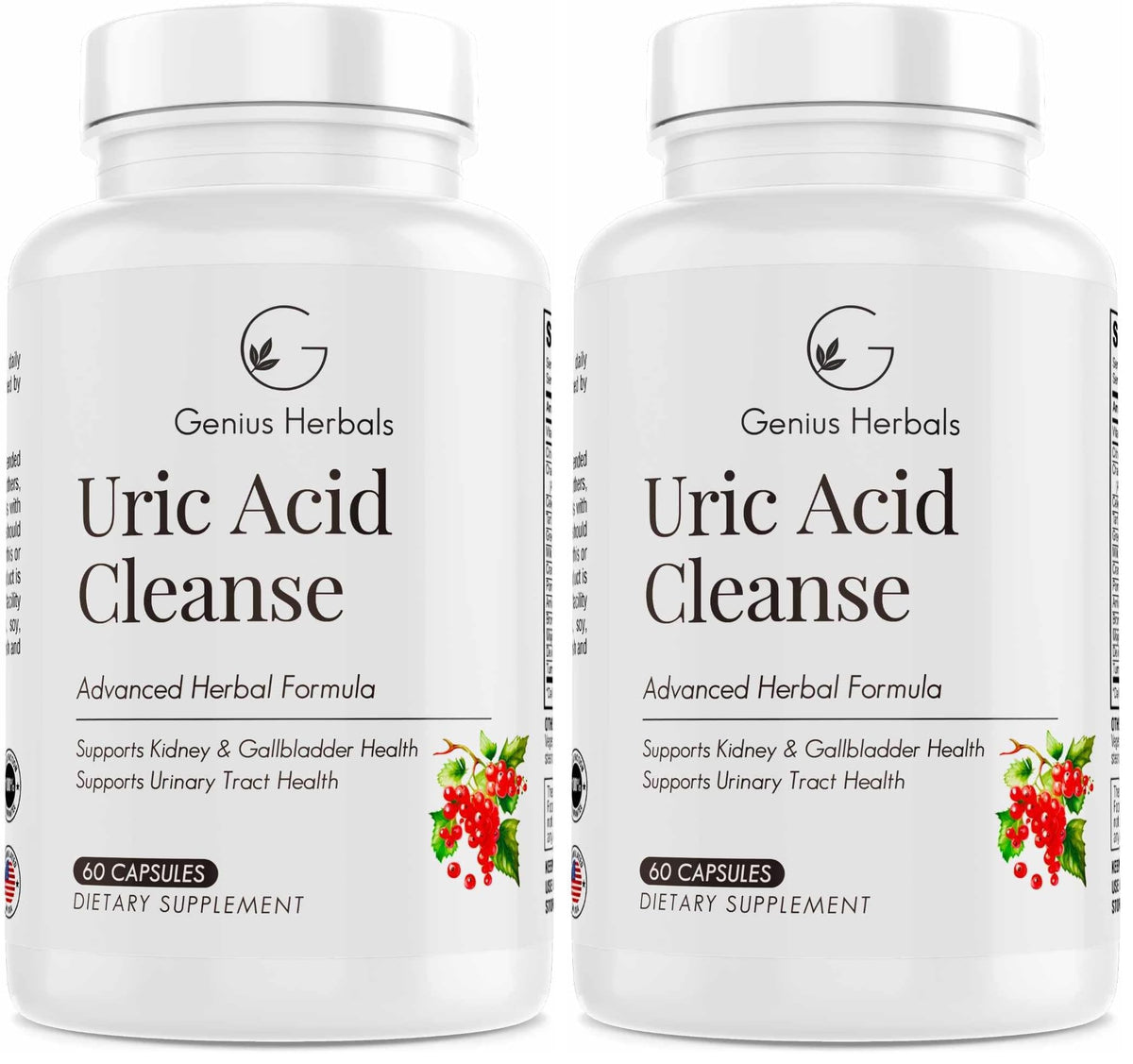 GENIUS HERBALS Uric Acid Cleanse bottle front for daily urinary health support.