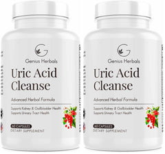 GENIUS HERBALS Uric Acid Cleanse bottle front for daily urinary health support.