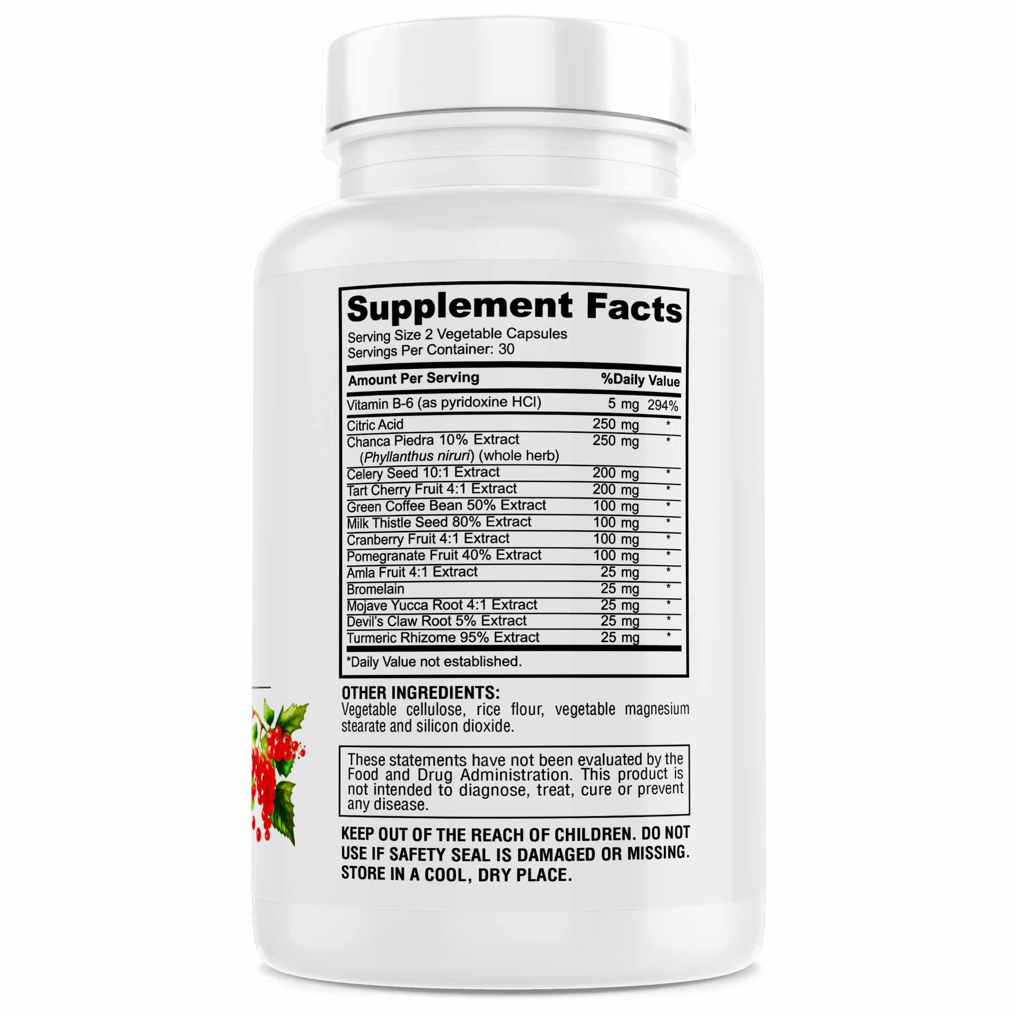 GENIUS HERBALS Uric Acid Cleanse capsules close-up highlighting potent herbal formula.