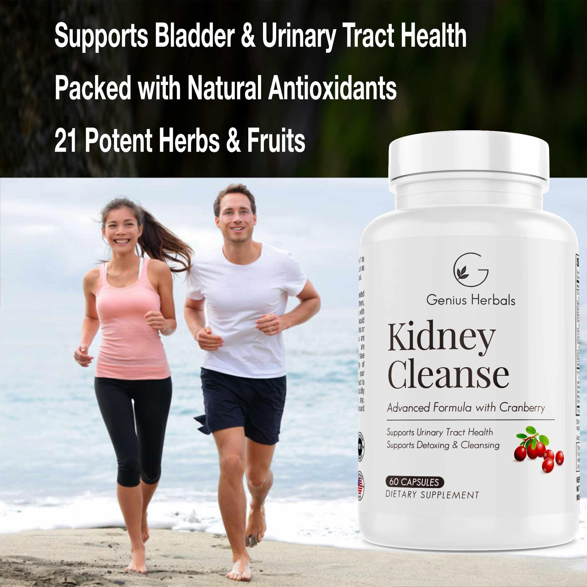 GENIUS HERBALS VitaCran cranberry extract visual indicates natural antioxidant support.