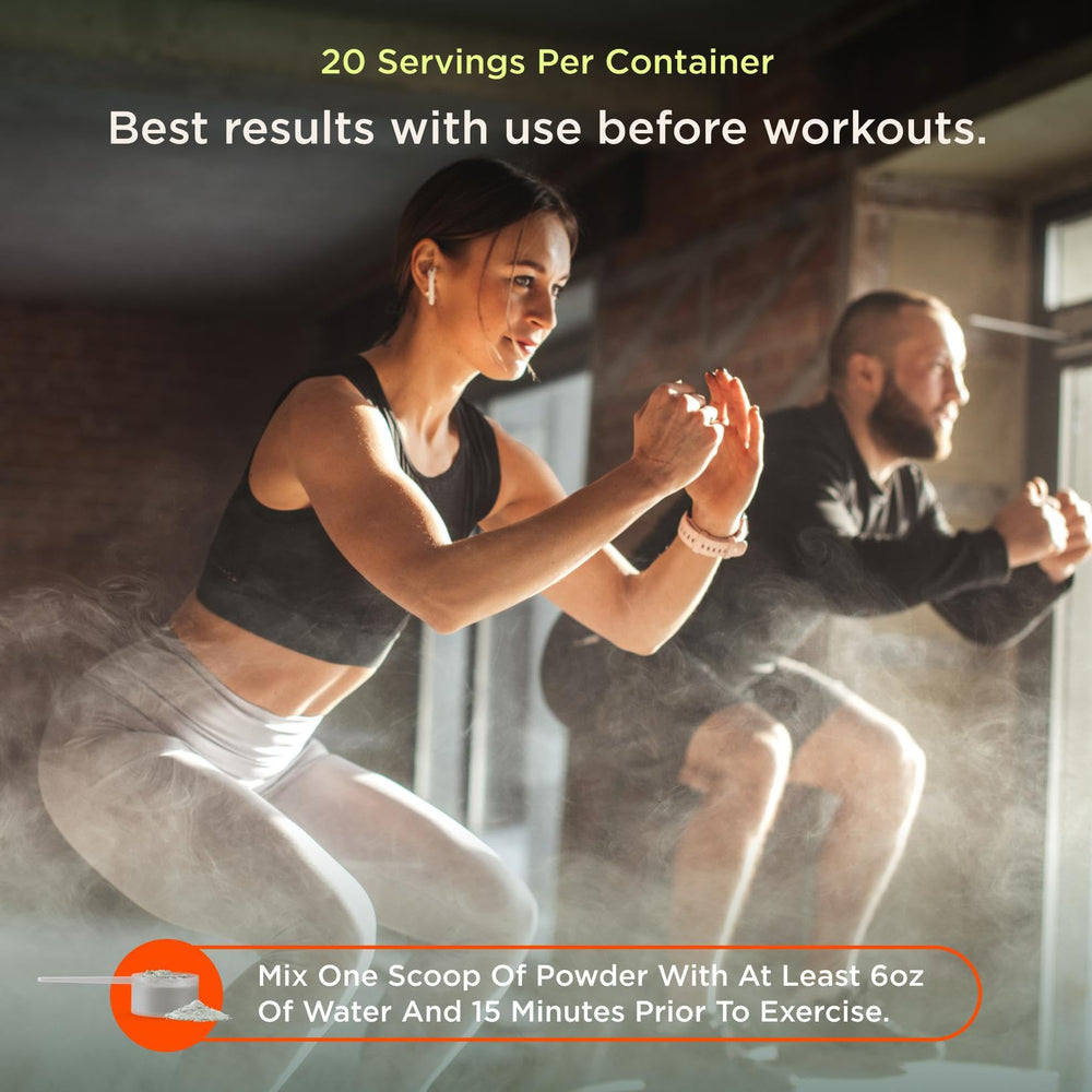 Genius Pre-Workout pour shows powder mixing into a smooth, flavorful drink.