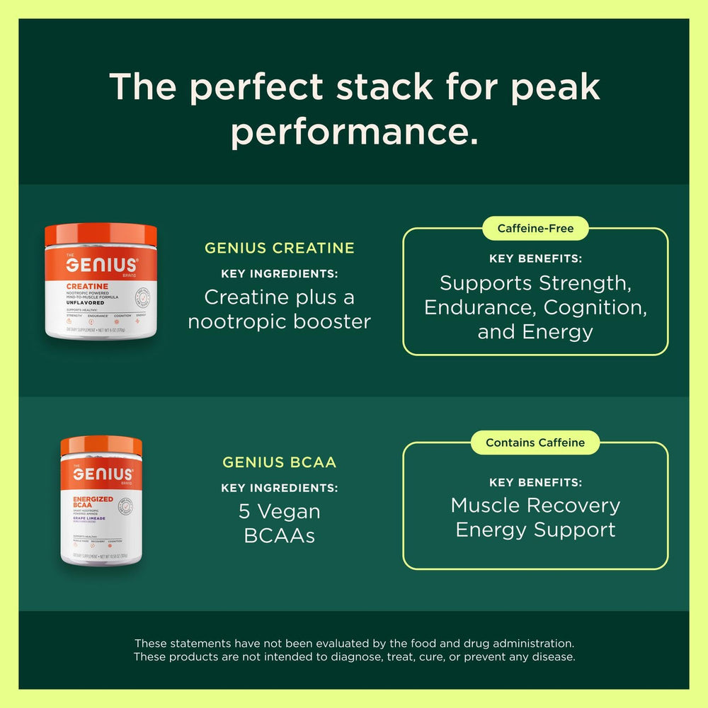 Genius Pre-Workout powder close-up reveals texture and natural color.