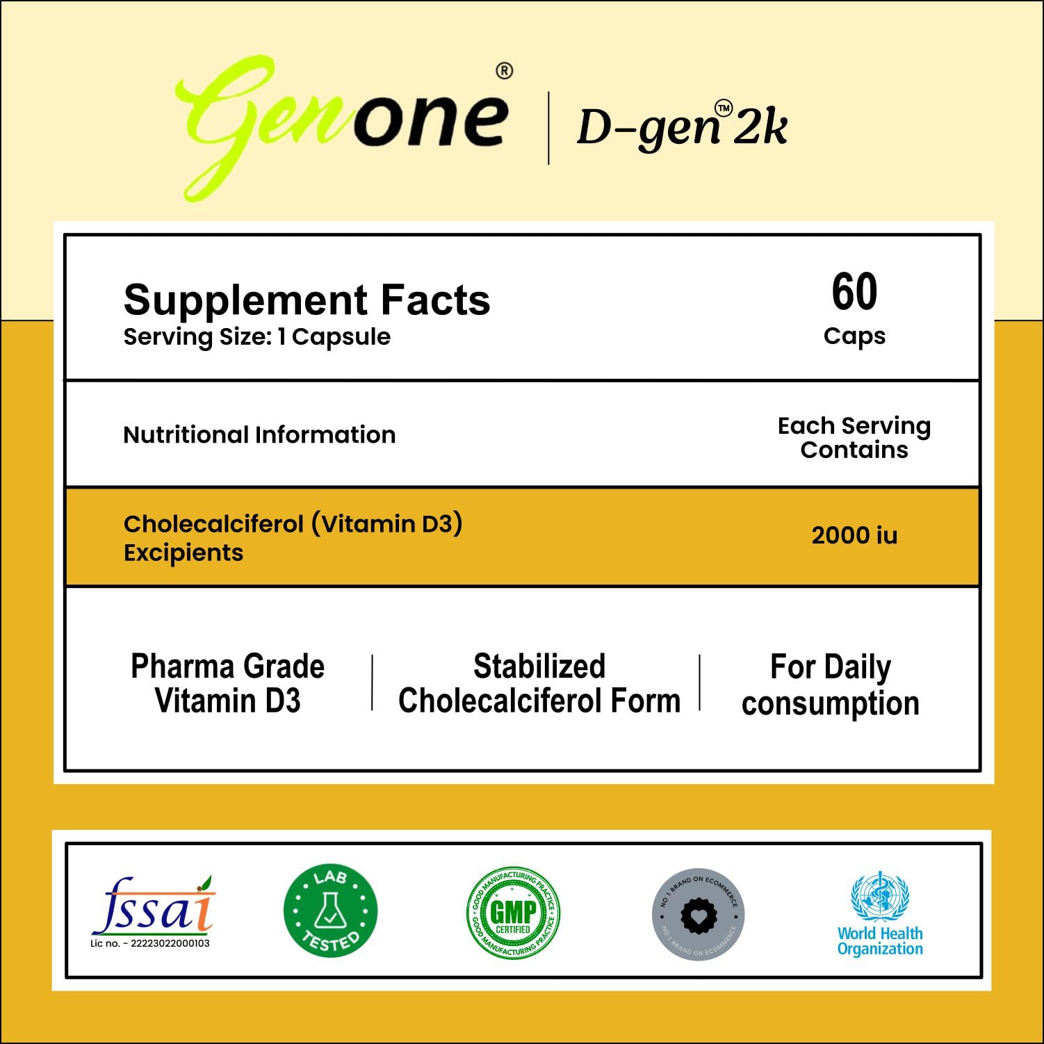 Genone DGen 2k capsules being poured for daily use.