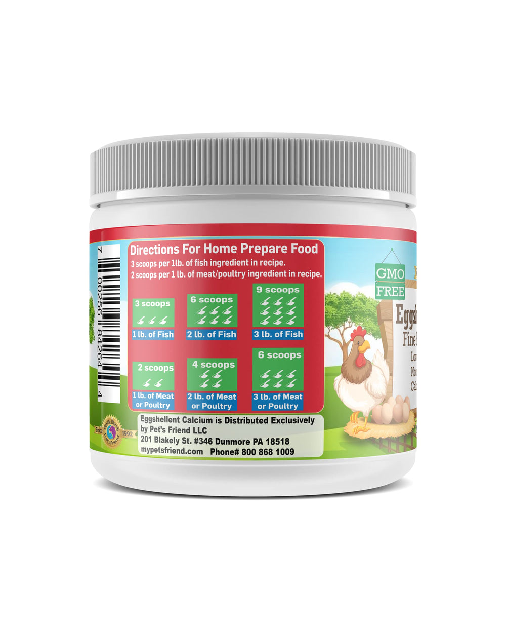 Gentle Blends Pet's Friend eggshellent calcium powder texture ready to mix into meals for easy dosing.