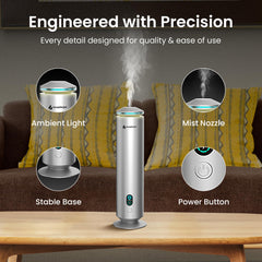 GentleJet MajesticMist whisper-quiet operation supports restful sleep and focus.