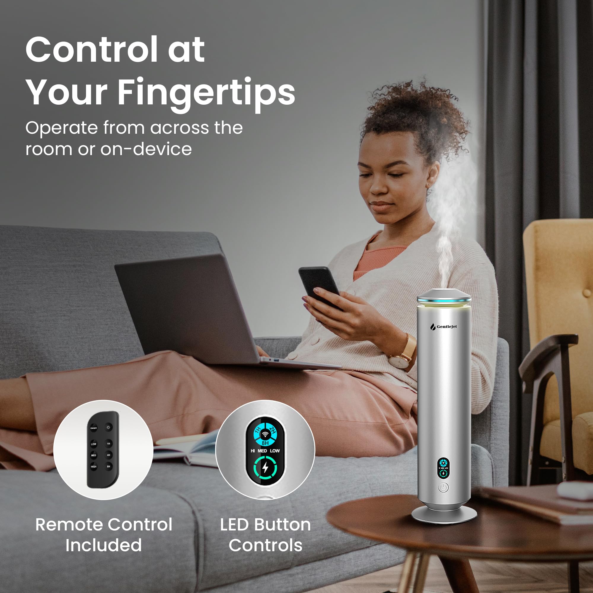 GentleJet MajesticMist USB-C power enables continuous aroma in large rooms.