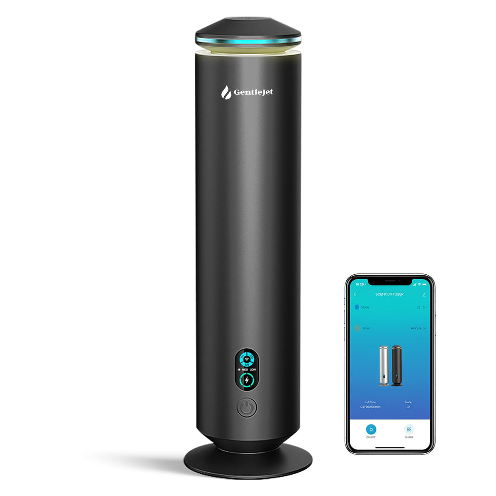 GentleJet MajesticMist front view shows premium aluminum design for a modern living space and ambient aroma.