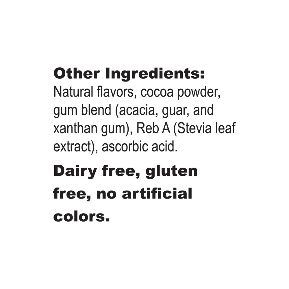 Genuine Health Greens + Extra Energy dark chocolate powder close-up suggests natural energy.
