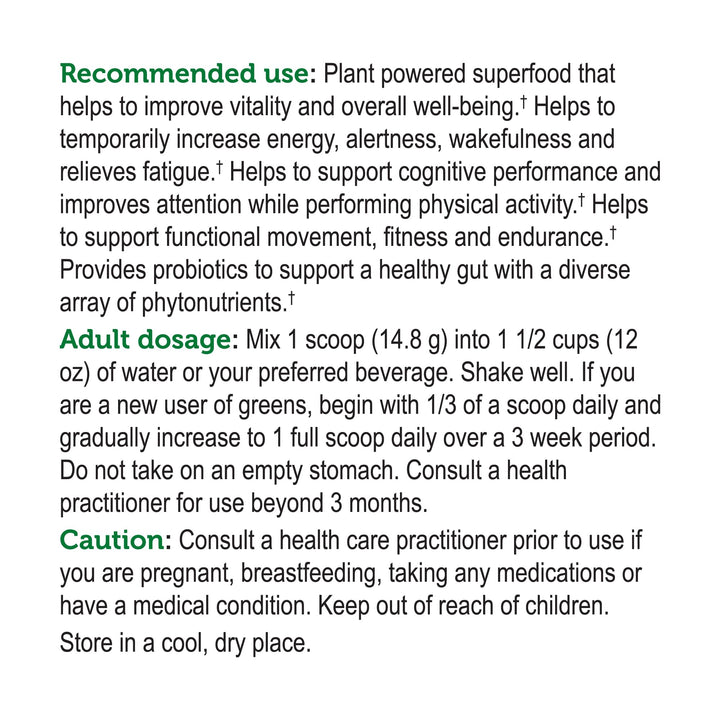 Genuine Health Greens + Extra Energy smoothie serve shows easy daily use.