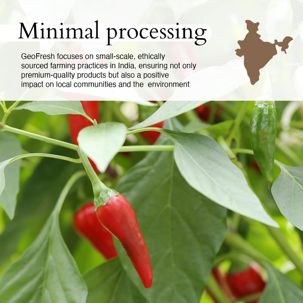 Geo-Fresh Cayenne Pepper Powder sprinkled over sauce to boost aroma and warmth.