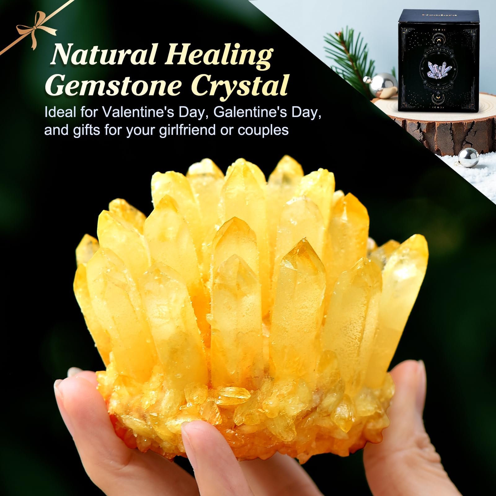 Geodora clear quartz yellow prism crystal cluster for bright accents