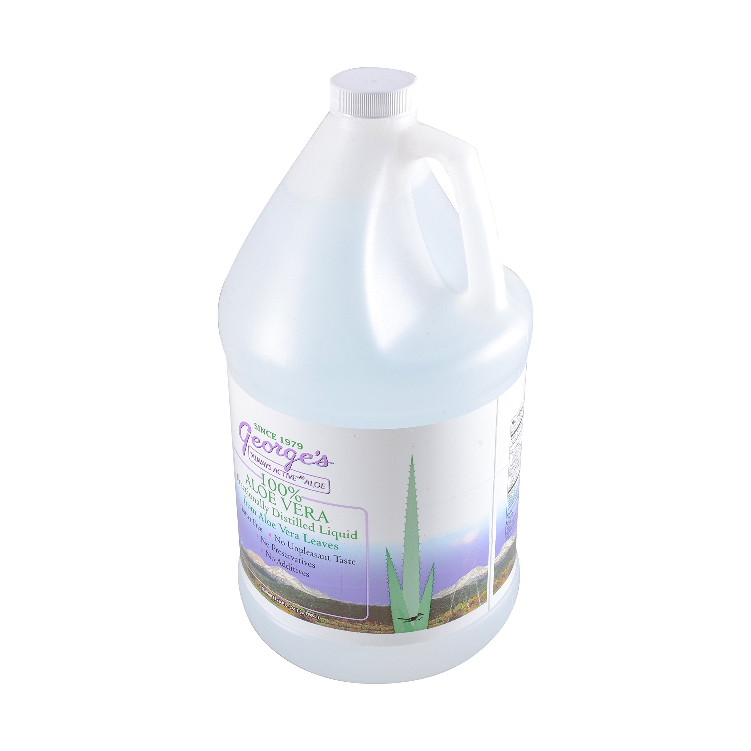 George's Aloe Vera Liquid bottle front with pure aloe notes for daily use.