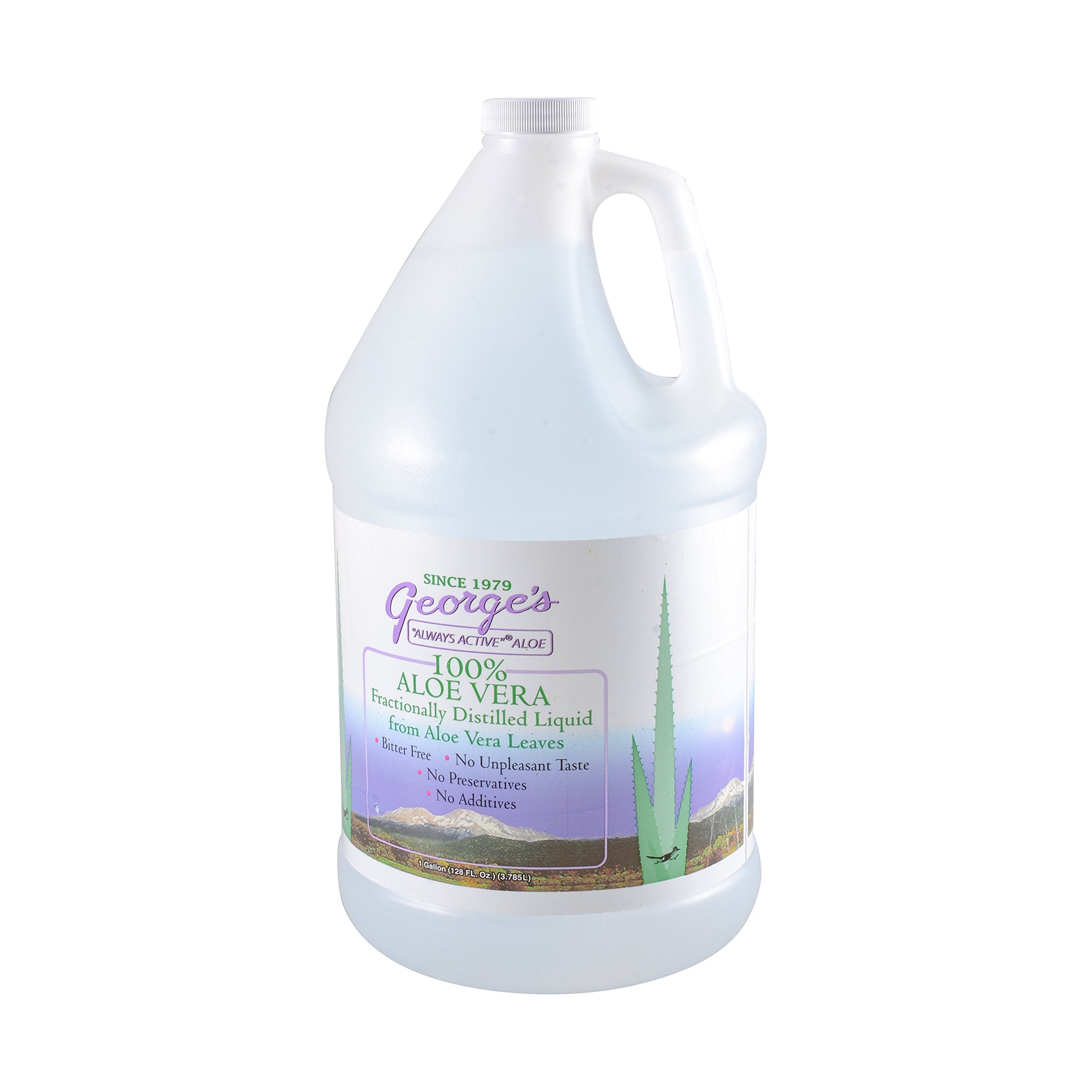 George's Aloe Vera Liquid pour demonstrating easy mixing into beverages.