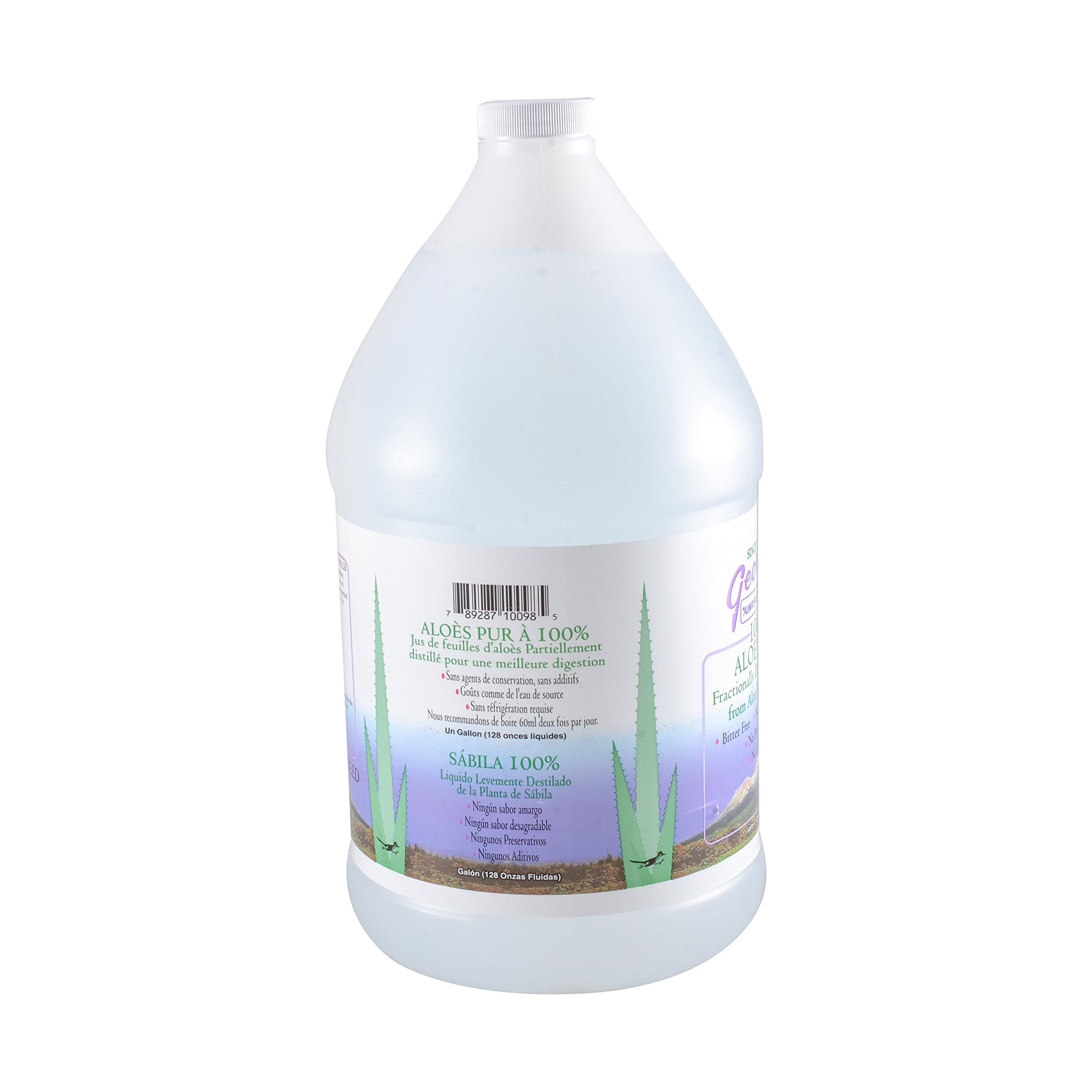 George's Aloe Vera Liquid label closeup highlights clean ingredients.