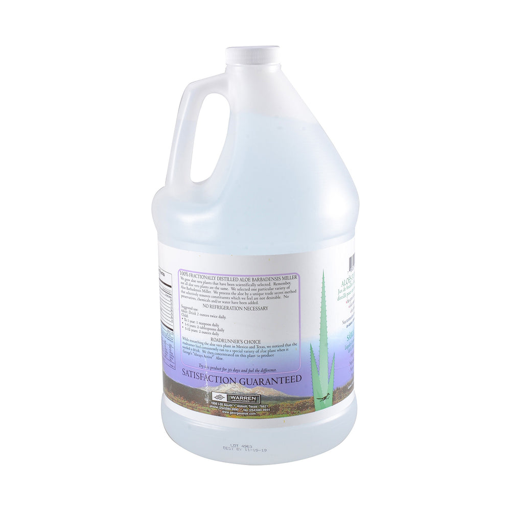 George's Aloe Vera Liquid serving size on scoop shows measurement.