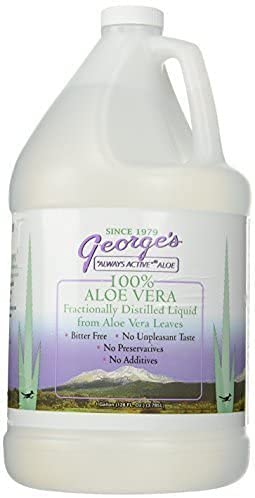 George's Always Active Aloe bottle label shows purity and no additives.