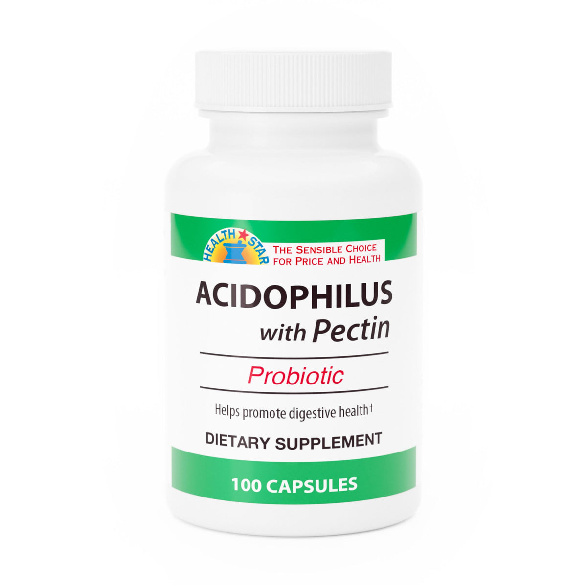 GeriCare Acidophilus with Pectin bottle front view for digestive balance.