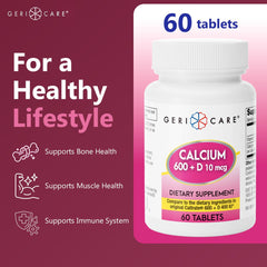 GeriCare bottle on kitchen counter convenient 60-count supply.