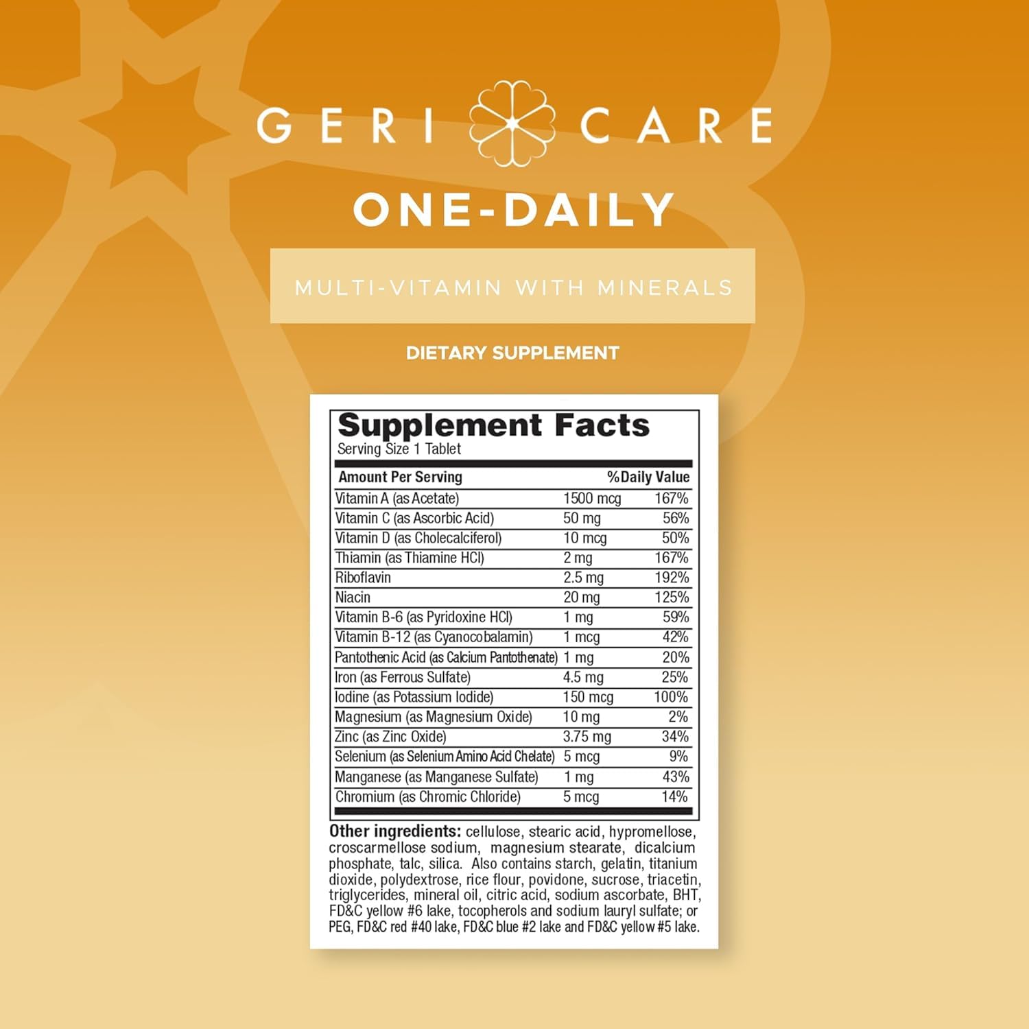 GeriCare digestion tablets with zinc and B6 supporting nutrient absorption.