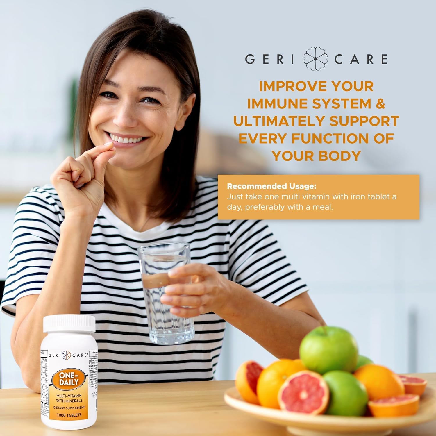 GeriCare energy metabolism tablets with B vitamins and iron for vitality.