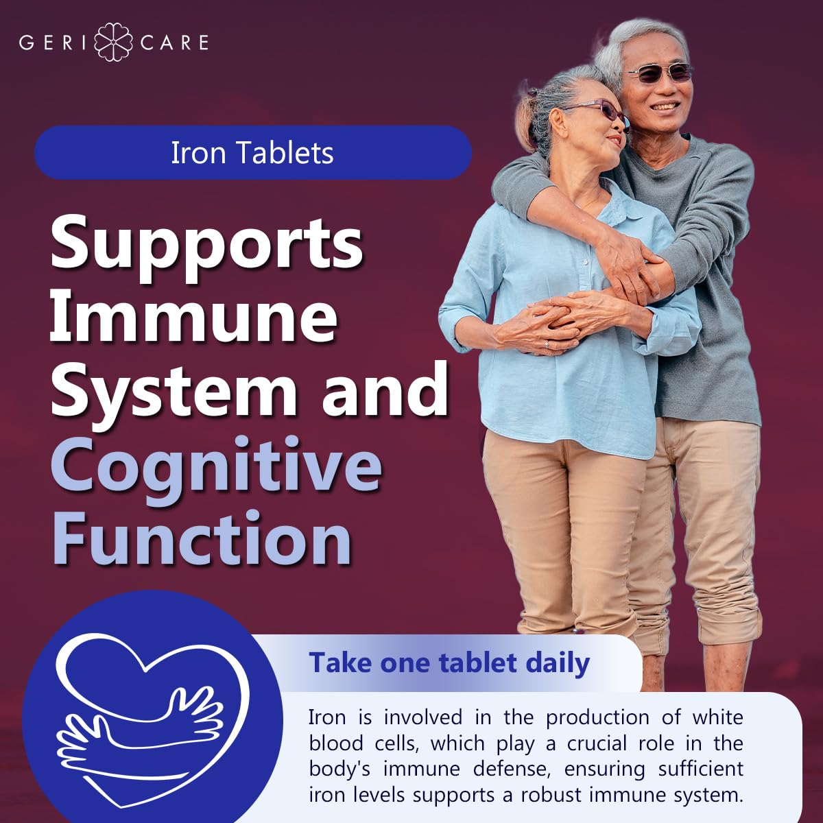 GeriCare box and bottle on shelf emphasizes trusted daily supplement
