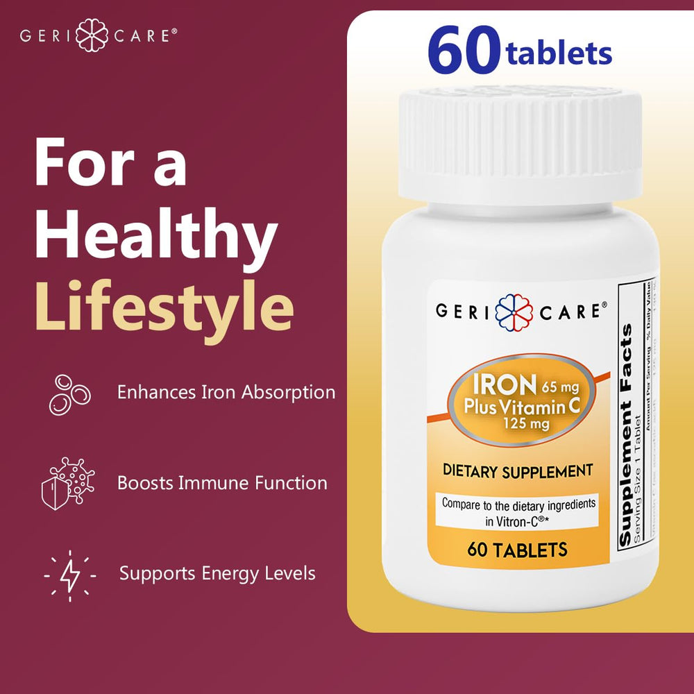 GeriCare bottle closeup showing easy daily dose for energy support