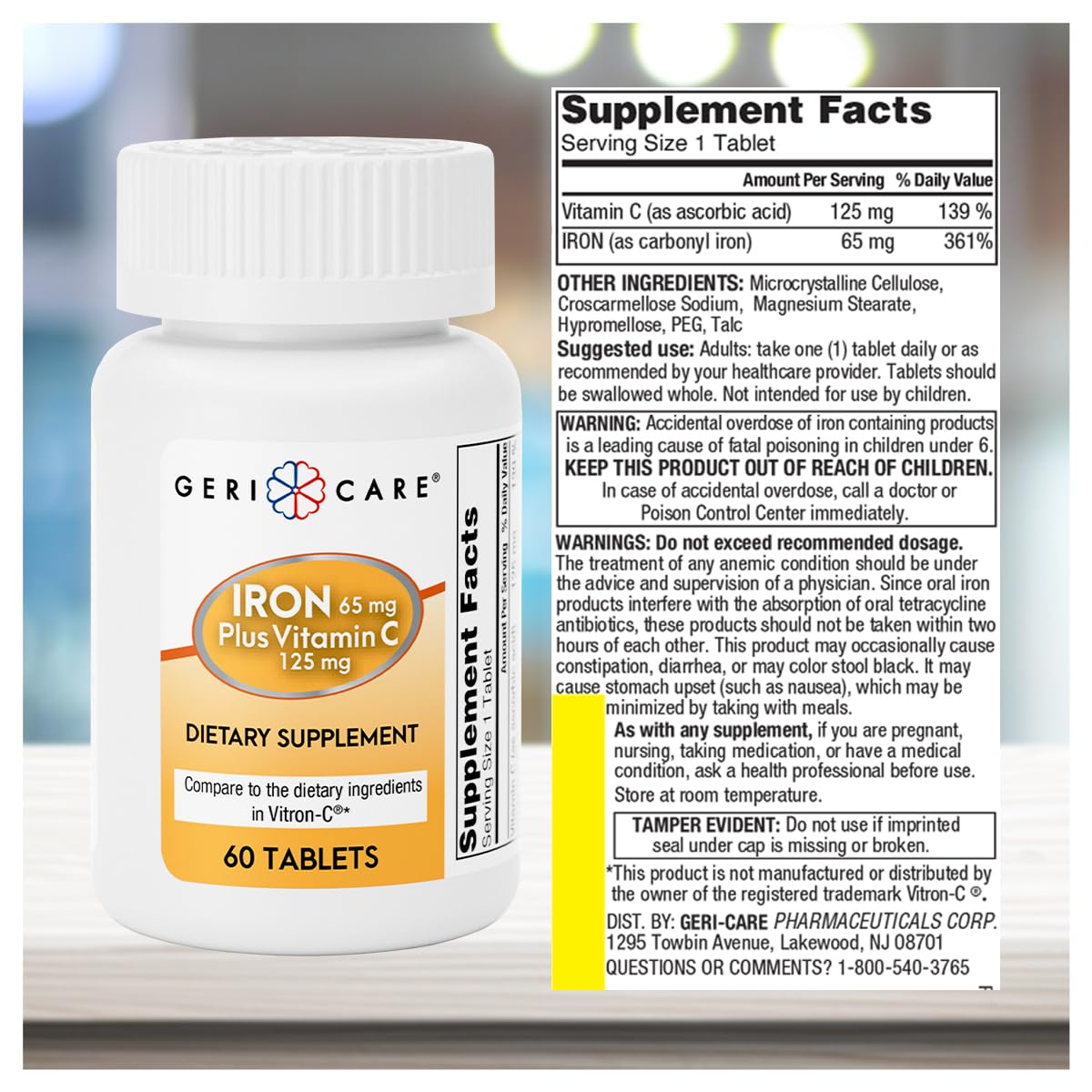 GeriCare tablet inside view with compact size for easy swallowing
