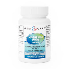GeriCare Magnesium Oxide bottle on counter supports a simple daily routine for bone and muscle wellness.